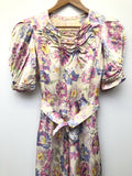 womens  waist belt  vintage  Urban Village Vintage  red  puff sleeve  multi  maxi dress  long dress  floral  Embroidered  dress  belted  8  70s  1970s
