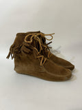 woodstock  womens  vintage  Urban Village Vintage  urban village  suede fringing  Suede  moccasin  Minnetonka  lace up  hippy  hippie  fringed  festival  brown  boots  boho  bohemian  ankle boots  ankle  60s style  60s  60  4  1960s  1960