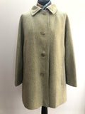 womens  winter coat  vintage  Urban Village Vintage  urban village  long sleeve  Jacket  Green  fabric button  collar  coat  button down  button  big button  Aquascutum  60s  1960s  16