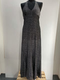 womens  vintage  Urban Village Vintage  urban village  studio 54  party dress  party  new year  metallic  maxi dress  lurex  long length dress  halter neck  halter  glittery  glitter  dress  disco dress  disco  christmas  black  back zip  70s  1970s  12
