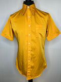 Yellow  vintage  Urban Village Vintage  urban village  short sleeved shirt  short sleeved  short sleeve  Shirt  mustard  Minh Tien  Mens Shirts  mens  L  dagger collar  collar  chest pockets  button down  big collar  70s  1970s