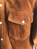 western shirt  western  vintage  Urban Village Vintage  Suede Jacket  shirt jacket  Shirt  S  pearl snap fastening  mens  Jacket  Cowboy Shirt  brown shirt  brown  autumnal  autumn  70s  70  1970s