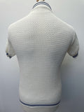 white  vintage  Urban Village Vintage  urban village  summer top  summer  Stripes  stripe  short sleeved  short sleeve  S  MOD  mens  light knit  knitwear  knitted  knit  elasticated  Crochet knit  crew neck  60s  1960s