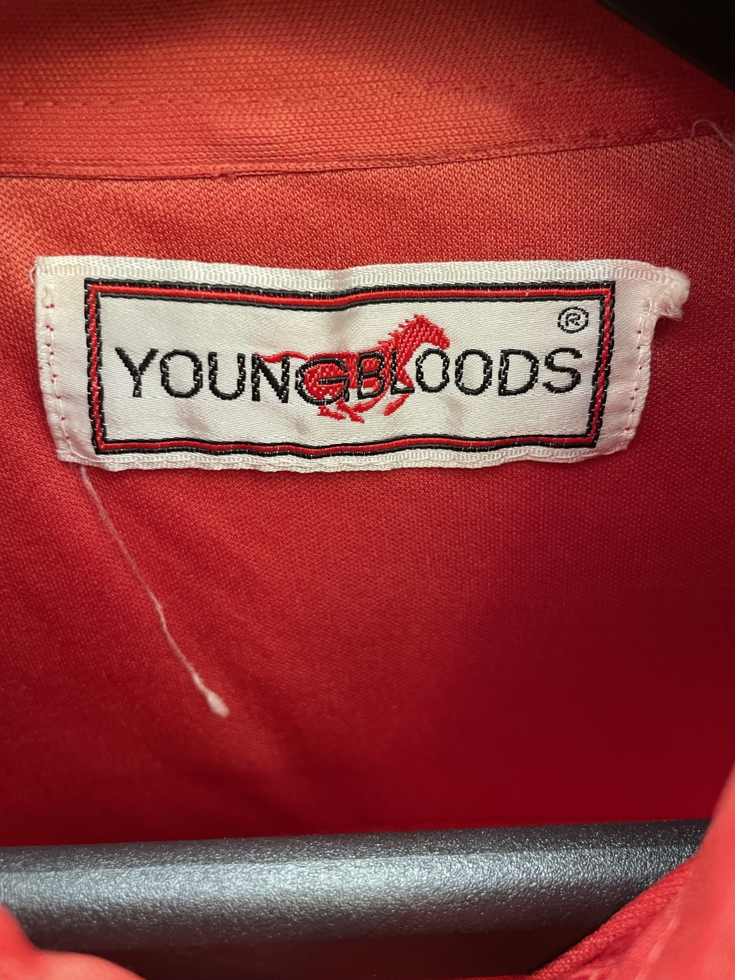 young bloods  vintage  Urban Village Vintage  urban village  stretch fabric  Red  pockets  Mens Shirts  mens  M  long sleeve  lined  disco  dagger collar  collared  collar  button down  button  big collar  70s  1970s