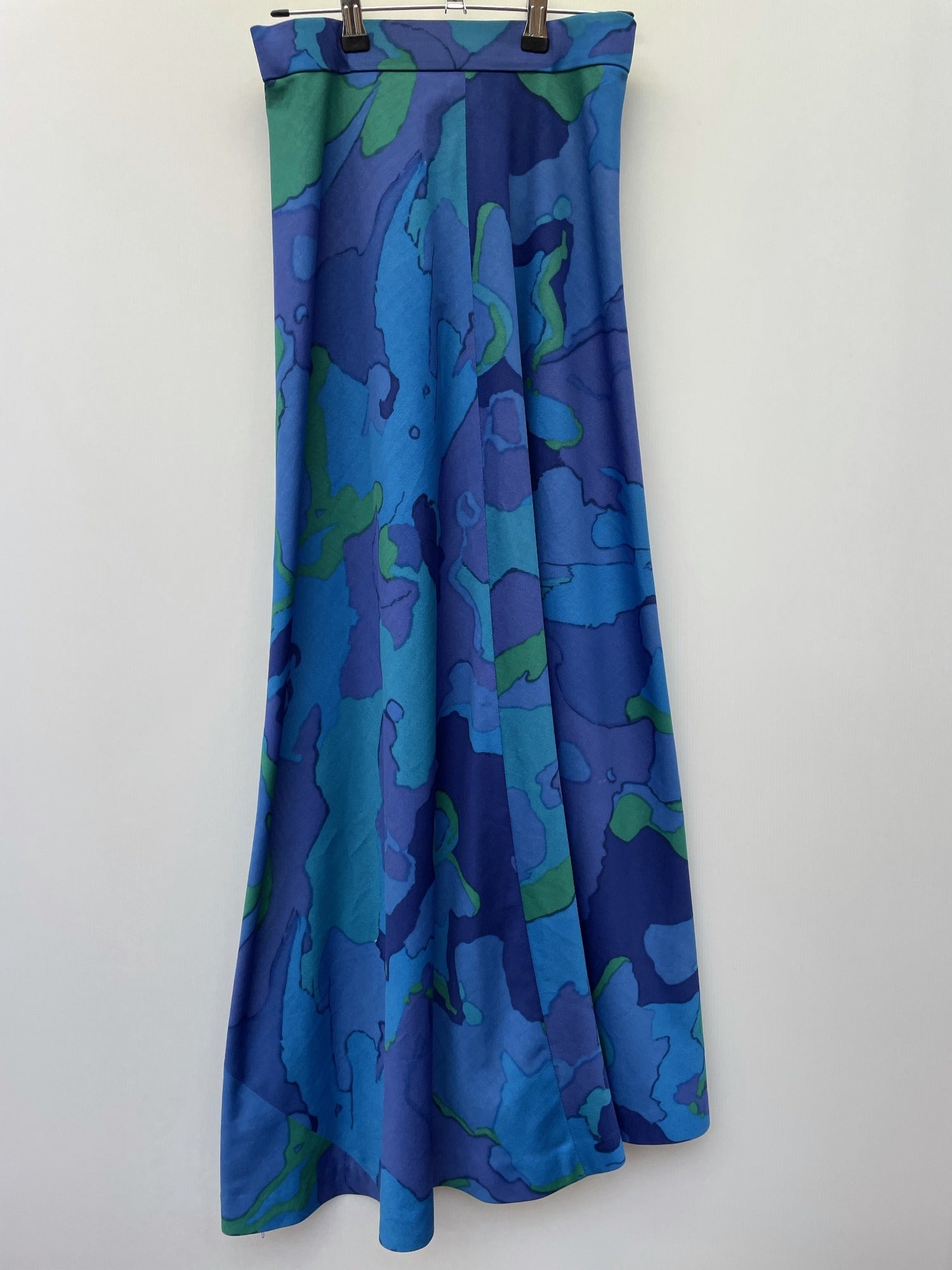 zip  womens  vintage  Urban Village Vintage  urban village  Skirts  skirt  retro  polyester  patterned  maxi  blue  A Line  8  70s  1970s