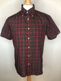 XL  vintage  Urban Village Vintage  urban village  slimfit  short sleeved  short sleeve  Shirt  Red  press stud fastening  press stud  MOD  mens  Dr Martens  collar  chest pockets  check shirt  check  button down  Brutus Trimfit