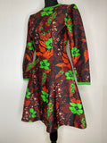 zip back  womens  vintage  Urban Village Vintage  short dress  scooter dress  scooter  psychedelic  psych  modette  MOD  mini dress  micro mini  long sleeved  long sleeve  flower power  floral  fit flare  dress  dolly dress  dolly  daisy  brown  a line  8  60s  6-8  6  1960s