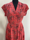 zip  womens  vintage  Urban Village Vintage  urban village  summer dress  sleeveless  silk dress  silk  side zip  shirt waist  samuel sherman  sambo fashions  sambo  midi dress  midi  floral print  floral dress  floral  dress  cap sleeve  belted dress  50s  1950s  10