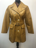 Yellow  womens  Vinyl PVC  vintage  Urban Village Vintage  mustard  MOD  lapels  Jacket  Faux Leather  coat  Belted waist  belt  70s  1970s  1960s  12  10