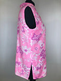 womens  vintage  Urban Village Vintage  urban village  sleeveless  retro  print blouse  pink  MOD  floral print  floral  dress  collar  blouse  60s  1960s  14