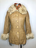 1970s Shearling Leather Jacket - Size UK 8