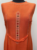 womens  waist belt  vintage  Urban Village Vintage  urban village  summer dress  summer  stitch detailing  stitch detail  sleevless  retro  orange  MOD  midi dress  midi  embroidered pattern  Embroidered  dress  60s  1960s  12