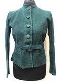 womens  waist belt  vintage  Urban Village Vintage  urban village  Suede Jacket  Suede  press stud fastening  pockets  long sleeve  Jacket  Green  coat  Belted waist  belted jacket  belted  belt  60s  1960s  10