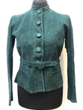 1960s Belted Suede Jacket in Green - Size 10