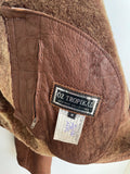 zip front  zip  Winter Jacket  Winter Coat  winter  vintage  Urban Village Vintage  urban village  thick  Sherpa  pockets  pocket  oz tropical  Mens Bomber jacket  mens  Jacket  front pockets  distressed leather  distressed  dark brown  collared  brown leather  brown  bomber jacket  bomber  70s  1970s