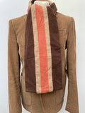wool  winter  vintage  Stripes  scarf  retro  orange  MOD  midi  long  cream  college scarf  brown  accessories  60s style  60s  1960s  100% Wool