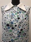 workwear  womens shirt  womens  white  vintage  Urban Village Vintage  urban village  summer blouse  summer  sleeveless  shirt sleeve  cream  cirlcle pattern  button front  blouse