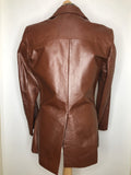 vintage  Urban Village Vintage  urban village  S  round collar  pockets  mens  long sleeve  Leather Jacket  Leather Coat  Leather  button  brown  70s  1970s
