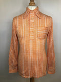 1970s Four Button Patterned Shirt by Bullocks - Size M