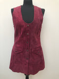 womens  vintage  Urban Village Vintage  urban village  suede  press stud fastening  press stud  pink  long waistcoat  70s  1970s  10