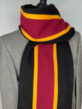 Yellow  Wool Blend  wool  vintage  Urban Village Vintage  urban village  Stripes  striped  scooter  pure wool  One Size  MOD  college scarf  burgundy  black  60s  1960s  100% Wool