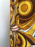 zip front  womens  vintage  Urban Village Vintage  sleeveless  round neck  orange  multi  MOD  mini dress  long sleeved  high collar  floral print  dress  brown  60s  1960s  16