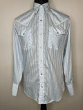 1970s Kenny Rogers Blue Western Shirt with Dagger Collar - Size M