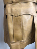 vintage  Urban Village Vintage  urban village  pockets  mens  long sleeve  Leather Jacket  Leather  L  camel  brown  Belted waist  belted jacket  belted  belt  70s  1970s