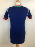 1960s Knitted Cycling Polo Top in Blue - Size S