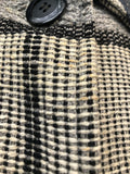 1970s Chevron Striped Coat in Grey and Blue - Size 12