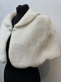 womens  white  vintage  Urban Village Vintage  urban village  stole  Small  silk lining  scalloped  scallop hem  s  retro  off white  lining  lined  hook and eye  fur  faux fur  evening  capelet  cape  60s  1960s