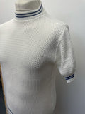 white  vintage  Urban Village Vintage  urban village  summer top  summer  Stripes  stripe  short sleeved  short sleeve  S  MOD  mens  light knit  knitwear  knitted  knit  elasticated  Crochet knit  crew neck  60s  1960s
