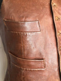 xs  wool  waistcoat  vintage  Urban Village Vintage  urban village  thick  sleeveless  pockets  mens  LEATHER  front pockets  button front  brown  50s  1950s