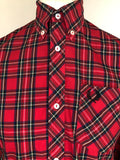 vintage  Urban Village Vintage  tartan  s  retro  Red  MOD  mens  long sleeves  Long sleeved top  long sleeve  Fred Perry  fred  embroidered logo  Embroidered  collar  checked  button down collar  button down