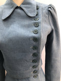 womens jacket  womens  vintage  Urban Village Vintage  urban village  two piece  smart dress  side button fastening  MOD  Light Blue  Harella  decorative pockets  crop jacket  button up  button fastening  blue  blazer jacket  Blazer  8  60s  60  1960s  1960