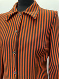 womens shirt  womens jacket  womens  vintage  Urban Village Vintage  urban village  Stripes  Shirt  retro  red  Orange stripes  orange  MOD  long sleeve  Jacket  high neck  dagger collar  dacron  collar  coat  button down  butte knit  brown  70s  60s  1970s  1960s  12