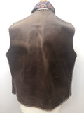 XL  wooden buttons  Waistcoat  vintage  vest  mens  leather stitch  Leather detailing  leather braiding  Leather  Jacket  Gilet  brown leather  Brown  60s  1960s Urban Village Vintage