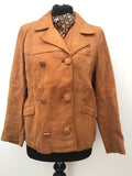 1970s Double Breasted Suede Jacket in Tan - Size 12