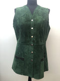 womens jacket  womens coat  womens  waistcoat  vintage  vest  Urban Village Vintage  summer  Suede Jacket  Suede  leather trim  Jacket  green  button fastening  70  1970s  16