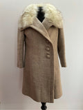 wool coat  womens  winter coat  vintage  Urban Village Vintage  urban village  swing coat  jaeger  glamorous  glam  fur collar  fox fur  double breasted  collar  coat  big collar  beige  60s  1960s  10