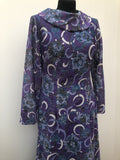 1960s Roll Neck Metallic Maxi Dress in Purple - Size 12