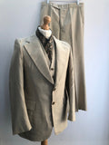 wide leg  vintage  Urban Village Vintage  urban village  trousers  three piece suit  three piece  suit  stitch detailing  stitch detail  S-M  S  retro  pockets  mens  M  long sleeve  League of Gentleman  Jacket  flares  blazer jacket  70s  1970s
