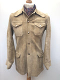 1970s Suede Safari Jacket in Beige - Size S