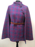 womens  Welsh Woollens  welsh wool  welsh  vintage  Turquoise  turqoise  tapestry  S  pink  multi  MOD  cape  60s  1960s