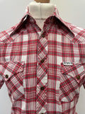 vintage  Urban Village Vintage  urban village  short sleeved  short sleeve  Shirt  Red  press stud fastening  press stud  mens  M  jingler  dagger collar  dagger  collar  chest pockets  check  70s  1970s  1960s