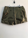 womens  vintage  Urban Village Vintage  urban village  shorts  phaze  pattern  hot pants  high waisted  gold  disco  black  8  70s  70  1970s