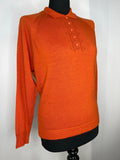 womens  vintage  Urban Village Vintage  urban village  patterned  orange  MOD  made in england  Long sleeved top  long sleeve  light knit  knitwear  knitted  knit  jumper  Donbros  collared  60s  1960s  12