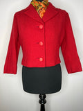 Vintage 1960s Cropped Blazer Jacket in Red by Jaeger - Size UK 10