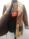 womens  vintage  Urban Village Vintage  Suede Jacket  Suede  patchwork  Leather Jacket  Jacket  coat  brown  70s  1970s  14