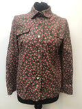 womens shirt  womens  vintage  Urban Village Vintage  urban village  Shirt  rose print  pink  long sleeve  Green  floral shirt  floral print  collar  button down  button  blouse  60s  1960s  12  10/12  10
